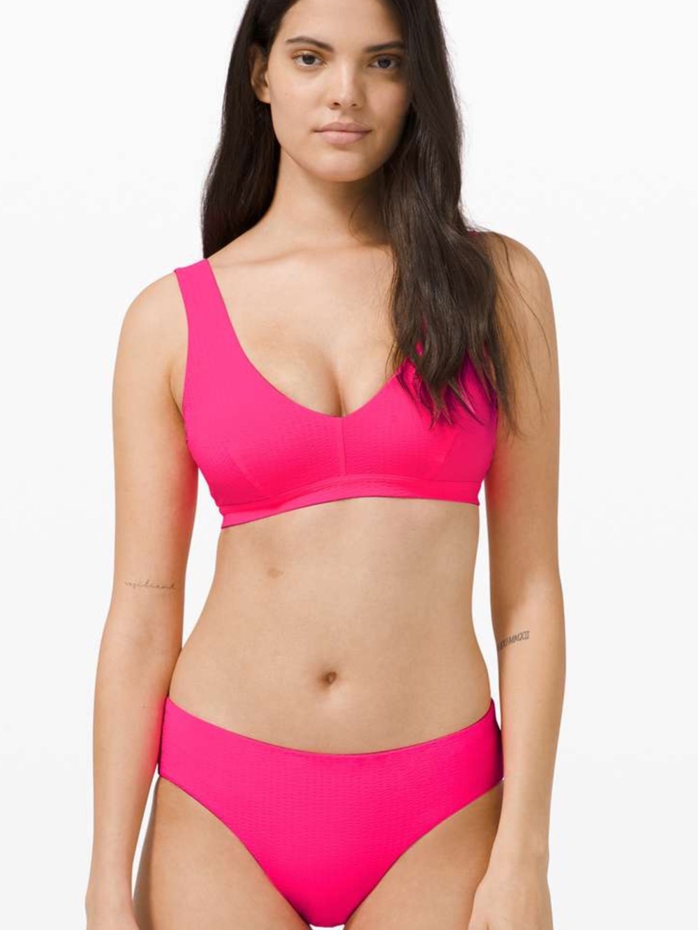 lululemon athletica Hot Pink V-Neck Swim Bralette & Bikini Bottom calm tides
